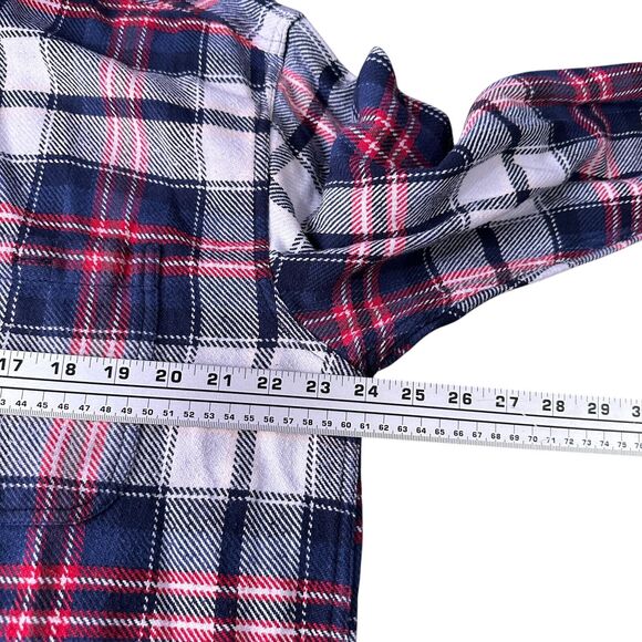 Orvis Flannel Work Shirt Men’s Large Heavy Thick Button Down Red Blue Plaid - Picture 7 of 9